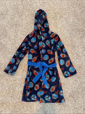 Cuddl Duds Blue Navy and Orange Boys Robe